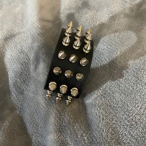 Leather Punk Spiked Black Bracelet